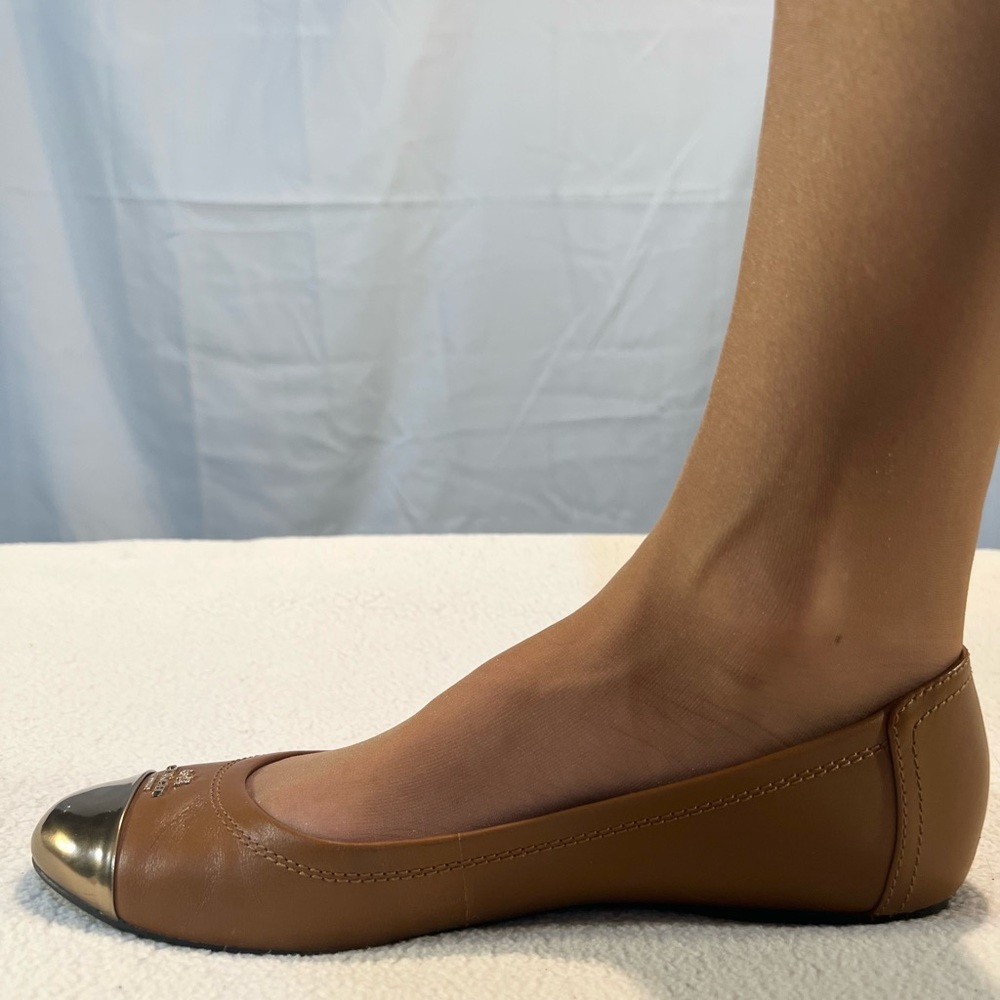 SOLD/Coach Leather/Gold Tip Ballet Flats - Picture 3 of 8